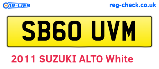 SB60UVM are the vehicle registration plates.
