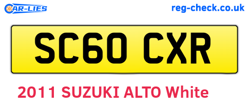 SC60CXR are the vehicle registration plates.