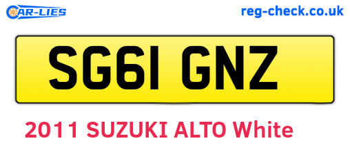 SG61GNZ are the vehicle registration plates.