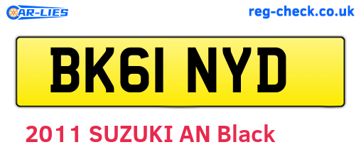 BK61NYD are the vehicle registration plates.