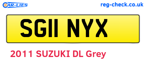 SG11NYX are the vehicle registration plates.