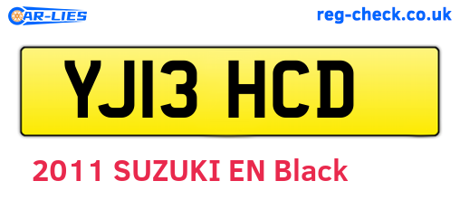 YJ13HCD are the vehicle registration plates.