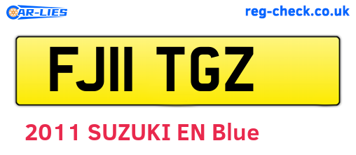 FJ11TGZ are the vehicle registration plates.