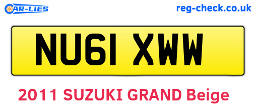 NU61XWW are the vehicle registration plates.