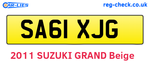 SA61XJG are the vehicle registration plates.