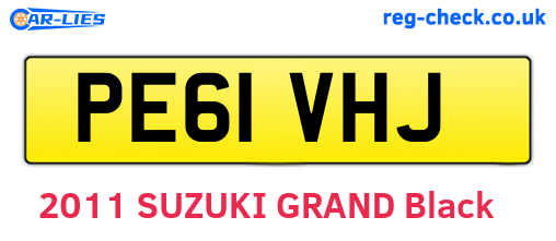 PE61VHJ are the vehicle registration plates.