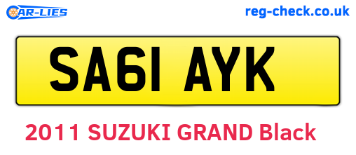 SA61AYK are the vehicle registration plates.