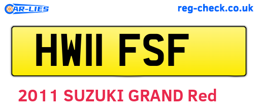 HW11FSF are the vehicle registration plates.