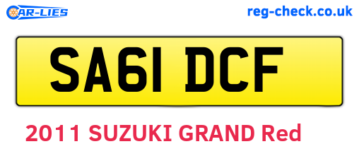 SA61DCF are the vehicle registration plates.