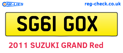 SG61GOX are the vehicle registration plates.