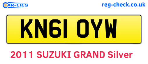KN61OYW are the vehicle registration plates.