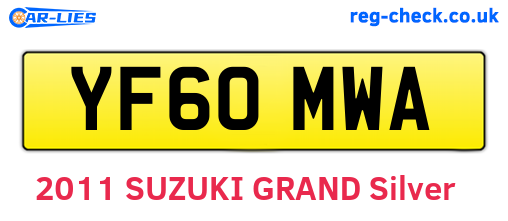 YF60MWA are the vehicle registration plates.