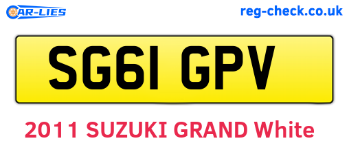 SG61GPV are the vehicle registration plates.