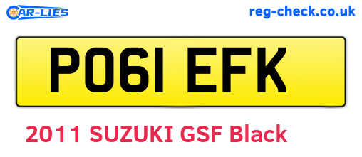 PO61EFK are the vehicle registration plates.