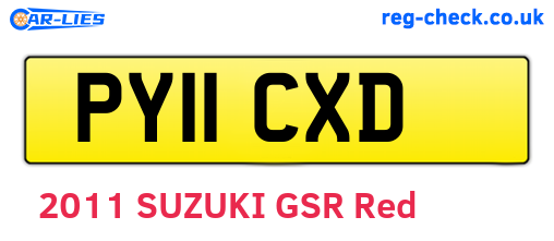 PY11CXD are the vehicle registration plates.