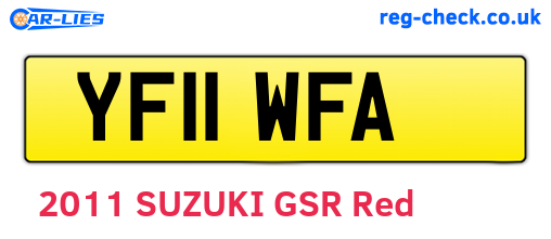 YF11WFA are the vehicle registration plates.