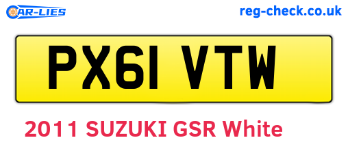 PX61VTW are the vehicle registration plates.