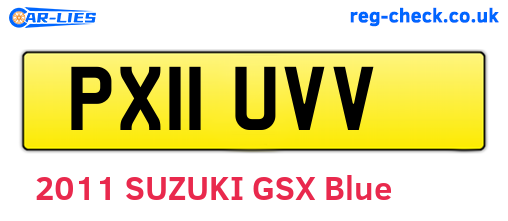 PX11UVV are the vehicle registration plates.