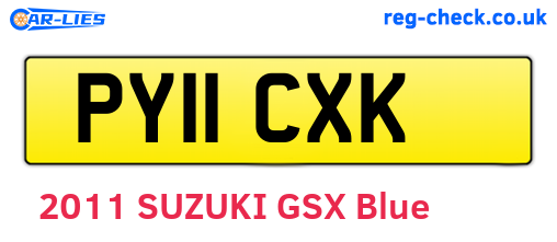 PY11CXK are the vehicle registration plates.