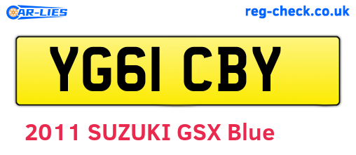 YG61CBY are the vehicle registration plates.