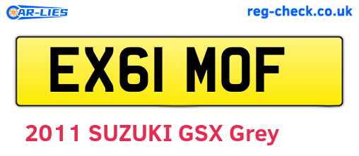 EX61MOF are the vehicle registration plates.