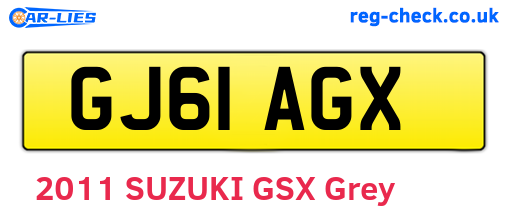 GJ61AGX are the vehicle registration plates.