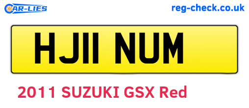 HJ11NUM are the vehicle registration plates.