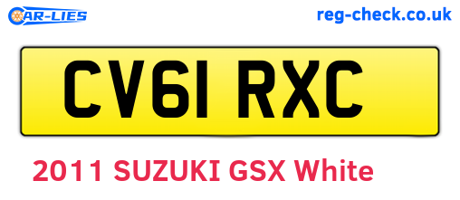 CV61RXC are the vehicle registration plates.