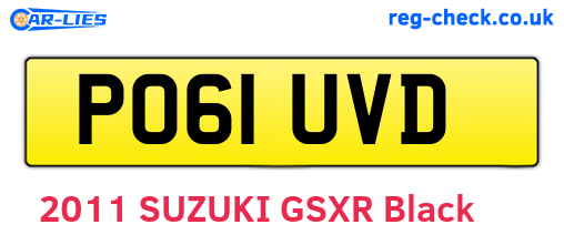 PO61UVD are the vehicle registration plates.