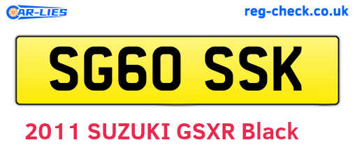 SG60SSK are the vehicle registration plates.