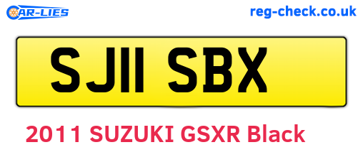 SJ11SBX are the vehicle registration plates.