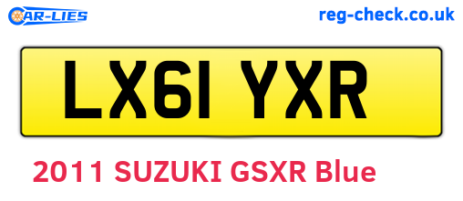 LX61YXR are the vehicle registration plates.