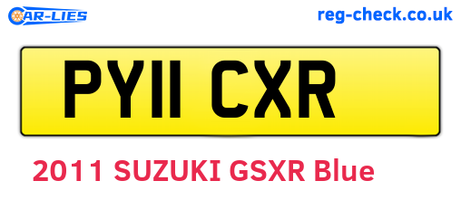 PY11CXR are the vehicle registration plates.