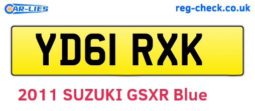 YD61RXK are the vehicle registration plates.