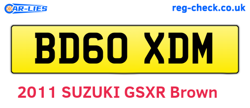 BD60XDM are the vehicle registration plates.
