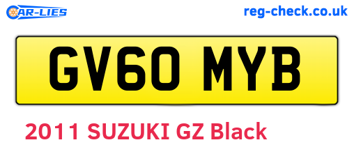 GV60MYB are the vehicle registration plates.