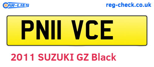 PN11VCE are the vehicle registration plates.