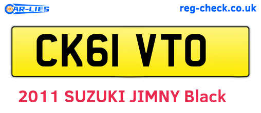 CK61VTO are the vehicle registration plates.