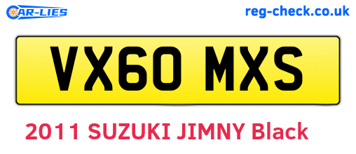 VX60MXS are the vehicle registration plates.