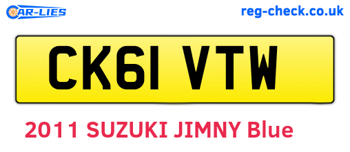 CK61VTW are the vehicle registration plates.