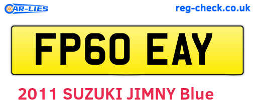 FP60EAY are the vehicle registration plates.
