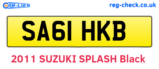 SA61HKB are the vehicle registration plates.