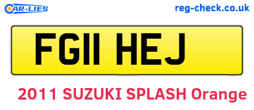 FG11HEJ are the vehicle registration plates.