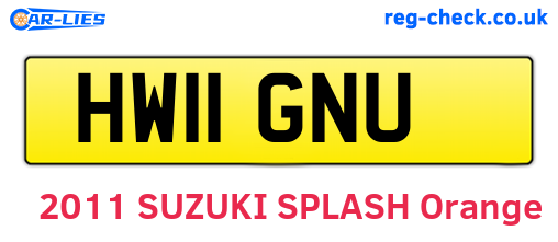 HW11GNU are the vehicle registration plates.