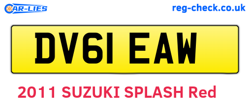 DV61EAW are the vehicle registration plates.