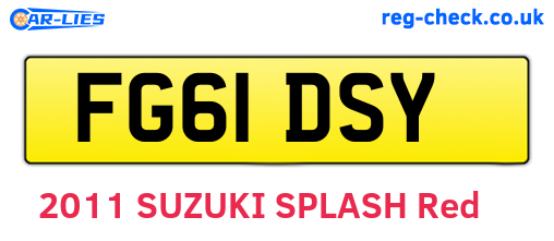 FG61DSY are the vehicle registration plates.