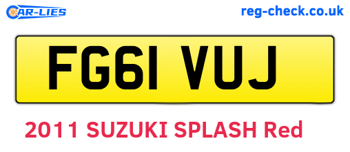 FG61VUJ are the vehicle registration plates.