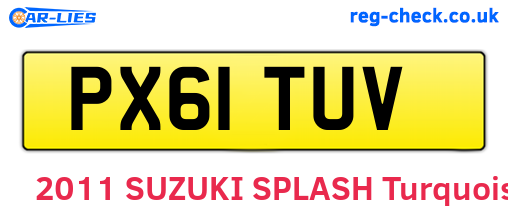 PX61TUV are the vehicle registration plates.