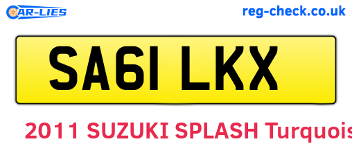 SA61LKX are the vehicle registration plates.