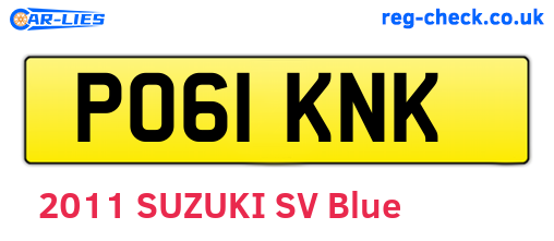 PO61KNK are the vehicle registration plates.